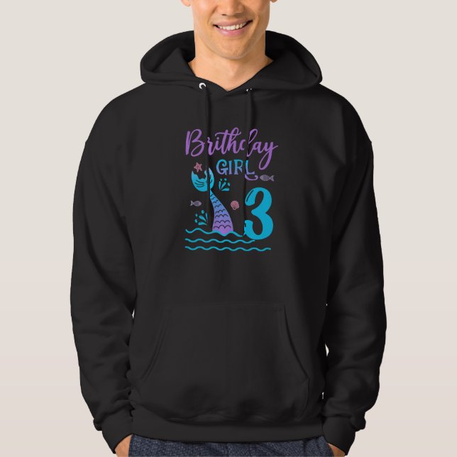 3 Jahre Altes Geschenk Meerjungfrau Schwanz 3. Geb Hoodie (Vorderseite)
