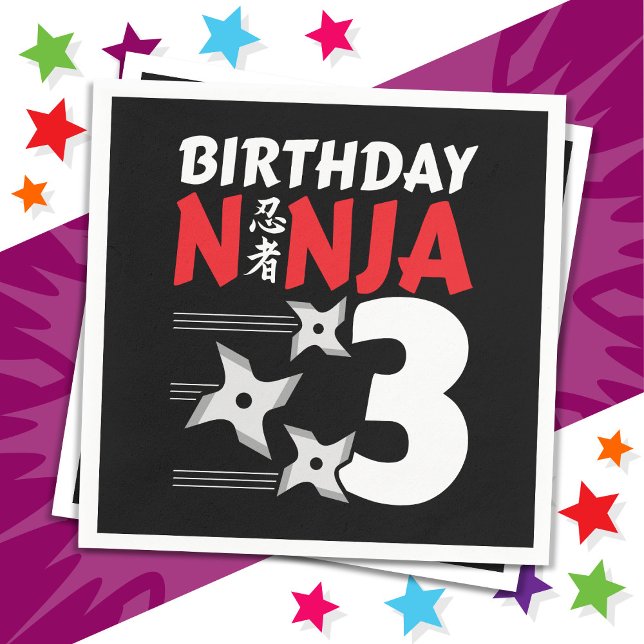 3 Jahre altes Ninja Party Sterne Kinder 3. Geburts Serviette (Von Creator hochgeladen)