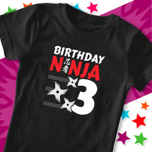 3 Jahre altes Ninja Party Sterne Kinder 3. Geburts T-Shirt