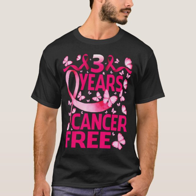 3 Jahre Brustkrebs-freies Überleben Schmetterling T-Shirt (Vorderseite)