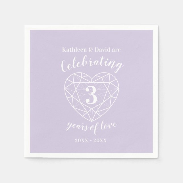 3 Jahre Liebe Serviette (Vorderseite)