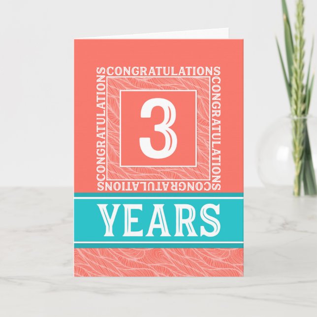 3 Jahre Mitarbeiterjubiläum - dekorativ Karte (Vorderseite)