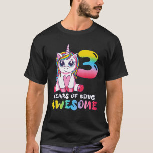 3 Jahre Niedliches Mädchen Einhorn 3. Geburtstagsk T-Shirt