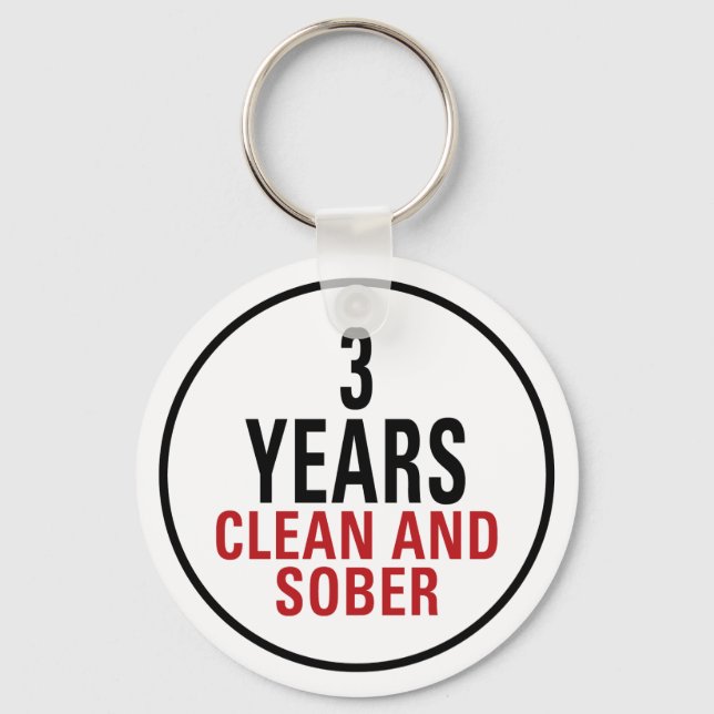 3 Jahre sauber und nüchtern Schlüsselanhänger (Vorderseite)