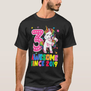 3-jährige Mädchen Teens Flossen Einhorn 3. Geburts T-Shirt