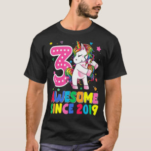 3-jährige Mädchen Teens Flossen Einhorn 3. Geburts T-Shirt