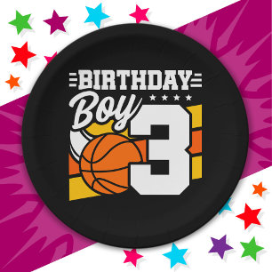 3-jähriges Basketball Party Thema 3. Geburtstag Ju Pappteller