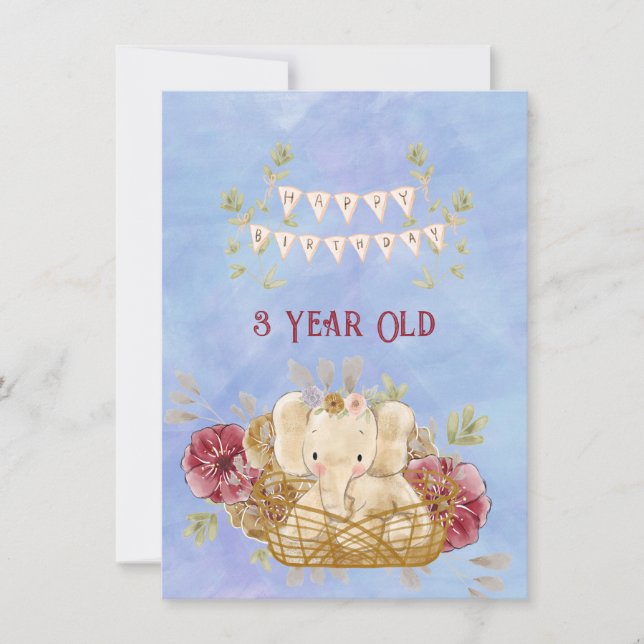 3-jähriges Glück Geburtstag Elephant Baby Boy (Vorderseite)