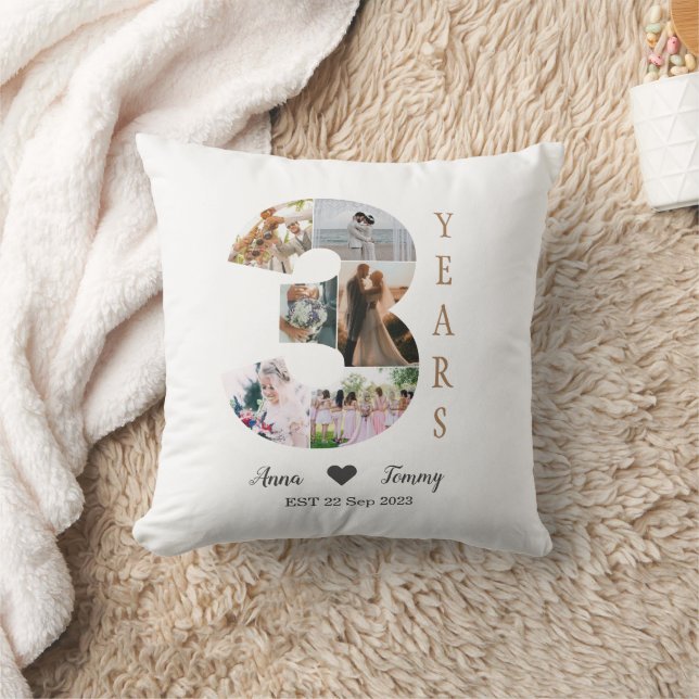 3-jähriges Hochzeitstag Kissen (Decke)