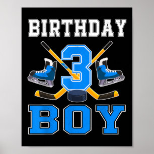 3-jähriges Junge Eishockey 3. Party Poster