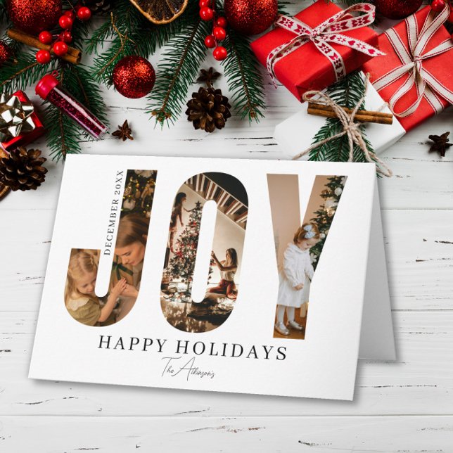 3 JOY Photo Holiday Card Custom Family Dankeskarte (Von Creator hochgeladen)