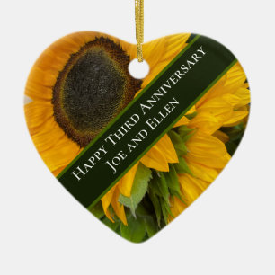 3. Jubiläum editierbare Sonnenblume Keramik Ornament