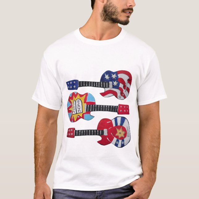 3 Judaika-Gitarren-Dekorationen T-Shirt (Vorderseite)