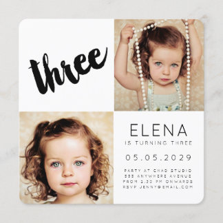 3. Jungen-Mädchen-Foto-Karte des Einladung