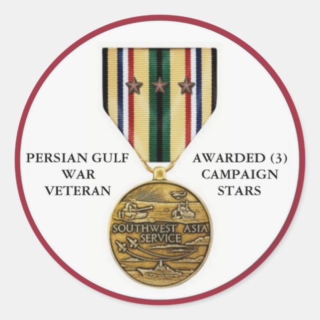 3 KAMPAGNE STARTEN PERSISCHER GULFKRIEG VETERAN RUNDER AUFKLEBER (Vorderseite)