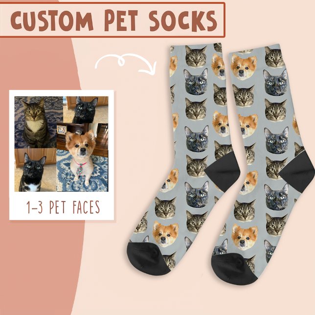 3 Katzengesicht und Hundegesicht Personalisiert au Socken (Von Creator hochgeladen)