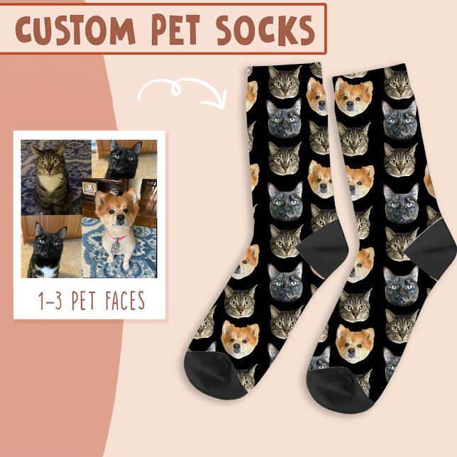 3 Katzengesicht und Hundegesicht Personalisiert au Socken (Von Creator hochgeladen)
