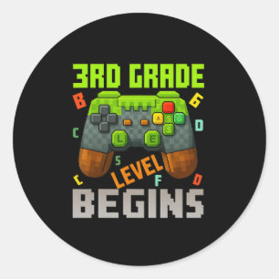 3. Klasse beginnt – Gamer Ck Zur Schule Tee Runder Aufkleber