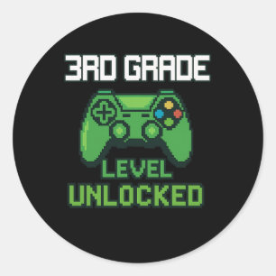 3. Klasse freigeschalteter Gamer Ck Zur Schule Jun Runder Aufkleber