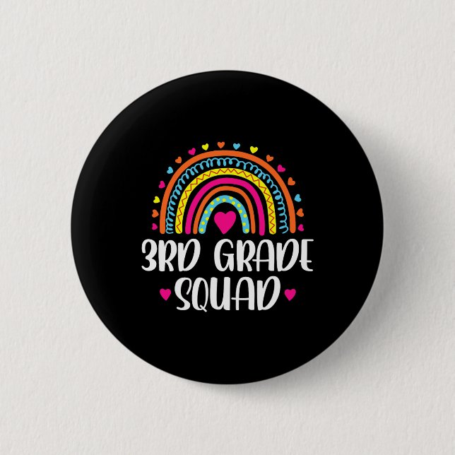 3. Klasse Squad Regenbogen Zur Schule Lehrer Kinde Button (Vorderseite)