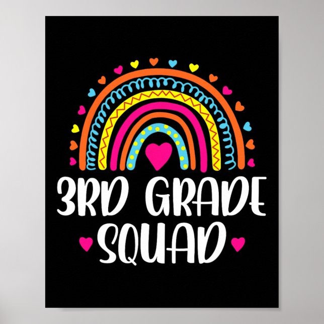 3. Klasse Squad Regenbogen Zur Schule Lehrer Kinde Poster (Vorne)
