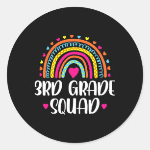 3. Klasse Squad Regenbogen Zurück zur Schule Lehre Runder Aufkleber