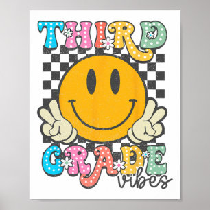 3. Klasse Vibes Retro Lächeln Gesicht Lehrer Kinde Poster