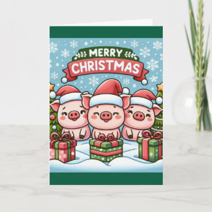 3 kleine Schweine wünschen sich frohe Weihnachten Dankeskarte