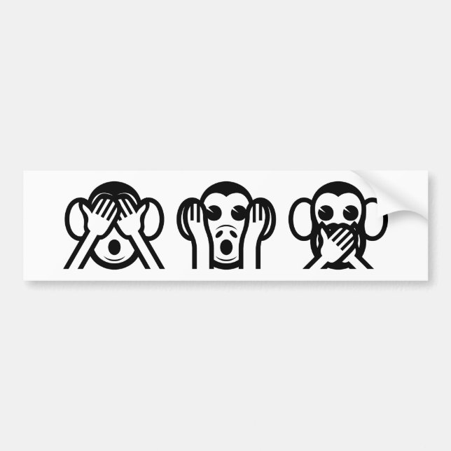 3 kluge Affen Emoji Autoaufkleber (Vorne)