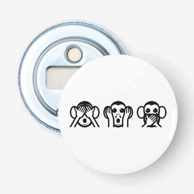 3 kluge Affen Emoji Flaschenöffner (Vorderseite)
