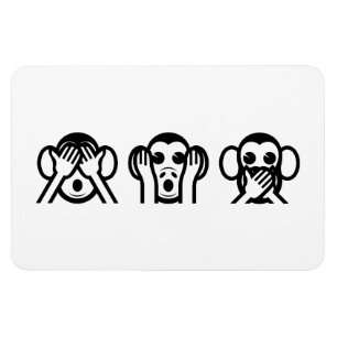 3 kluge Affen Emoji Magnet