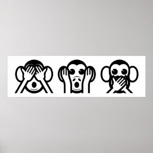 3 kluge Affen Emoji Poster
