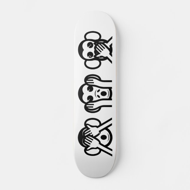 3 kluge Affen Emoji Skateboard (Vorderseite)