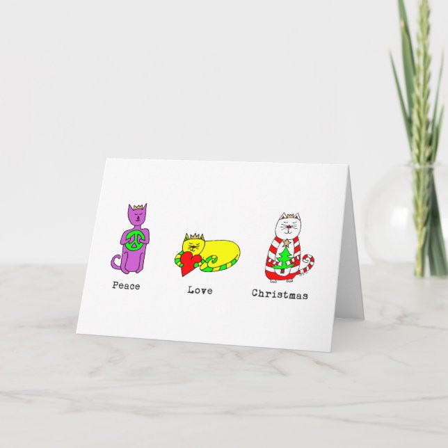 3 kluge Katzen - Frieden, Liebe, Weihnachten - (Vorderseite)
