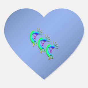3 Kokopelli #86 Herz-Aufkleber
