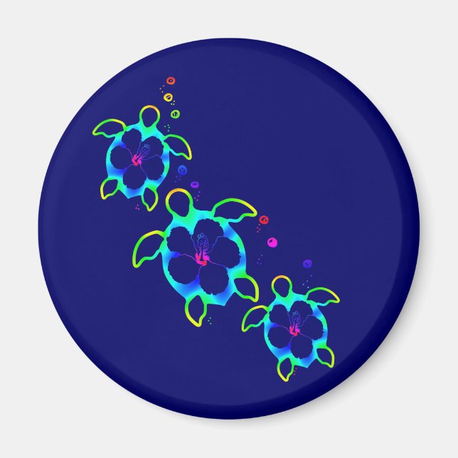 3 Krawatte Dyed Honu Turtles Magnet (Vorne)