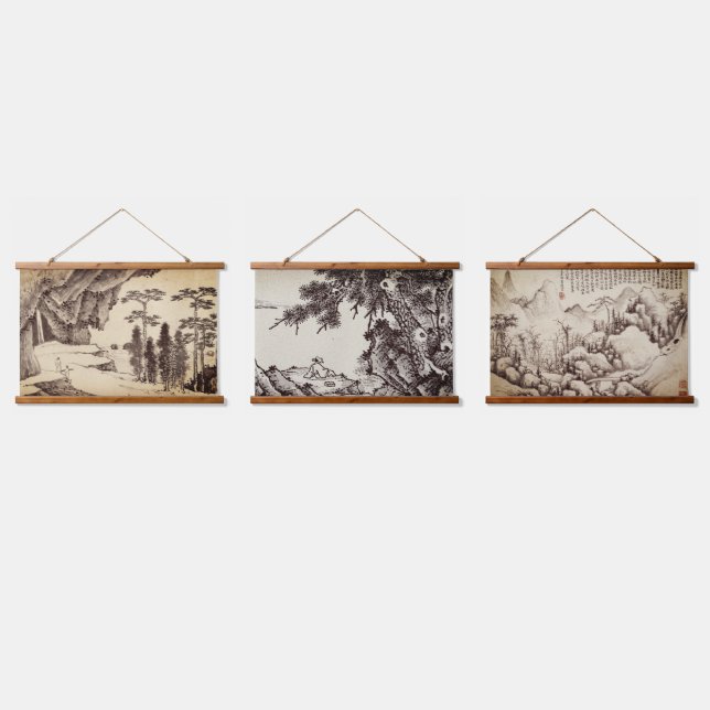 3 Landschaften im Orient hängen Tapisserie Wandteppich Mit Holzrahmen (Dreifach)