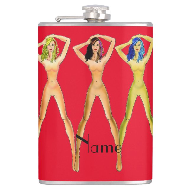 3 langbeinige Ladys Stehend Thunder_Cove Flachmann (Vorderseite)