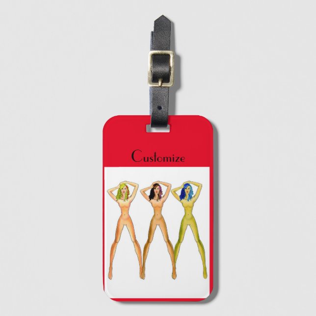 3 langbeinige Ladys Stehend Thunder_Cove Gepäckanhänger (Vorderseite Vertikal)