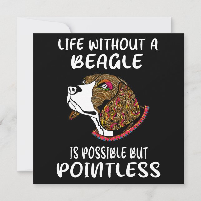 3 Leben ohne einen Beagle Einladung (Vorderseite)