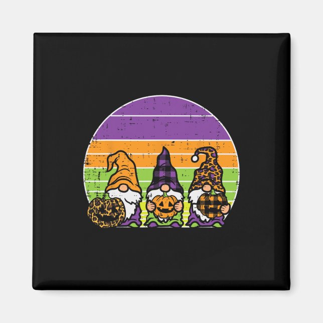 3 Leopard Kariert Gnomes Pumpkin Retro Halloween C Magnet (Vorne)