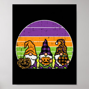 3 Leopard Kariert Gnomes Pumpkin Retro Halloween C Poster