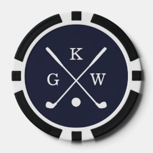 3-Letter-Golf Clubs Navy Blue Monogram Pokerchips