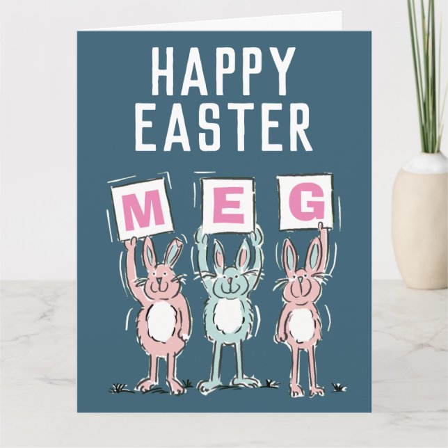 3 Letter Name Happy Oaster Card Karte (Vorderseite)