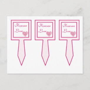 3 Light Pink Heart Wedding Cup Kuchen Picks Postkarte