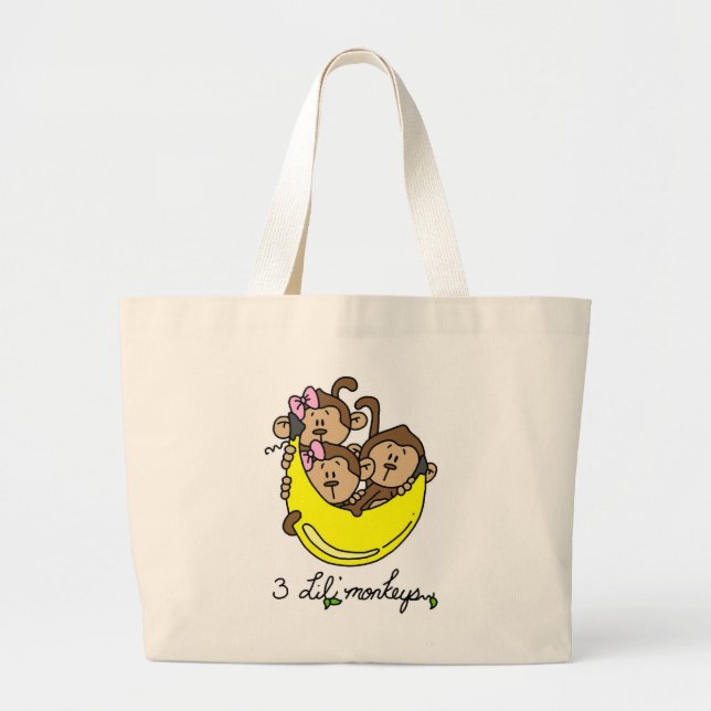 3 Li'l Affe-T-Shirts und Geschenke Jumbo Stoffbeutel (Vorne)