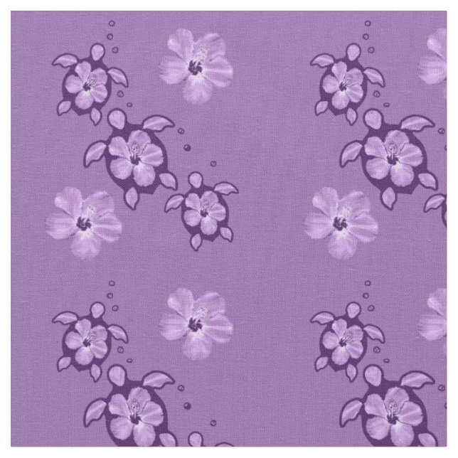 3 Lila Honu Turtles Fabric Stoff (Nahaufnahme)