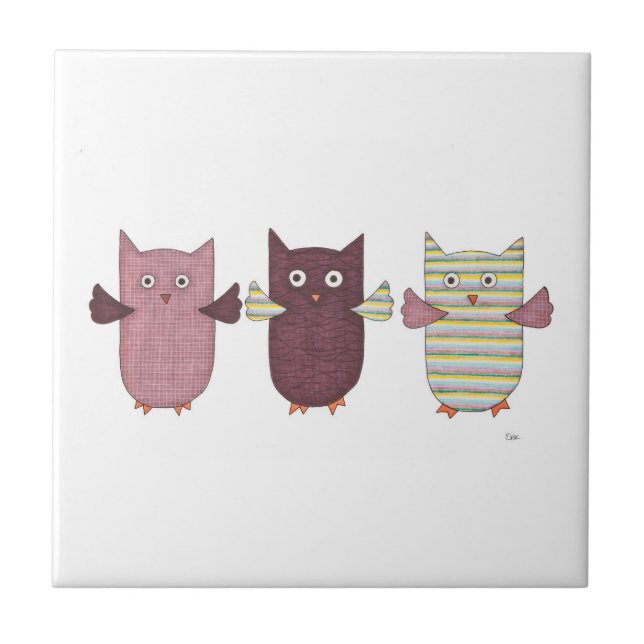 3 Lila Schalen Fliegender Tile Fliese (Vorderseite)