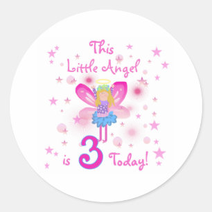 3. Little Angel Birthday Runder Aufkleber