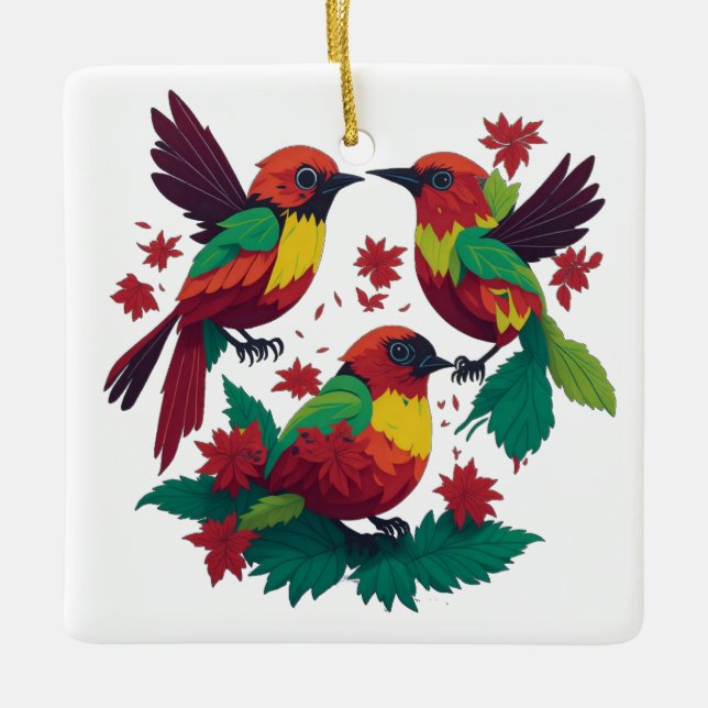 3 Little Reggae Birds Keramikornament (Vorderseite)